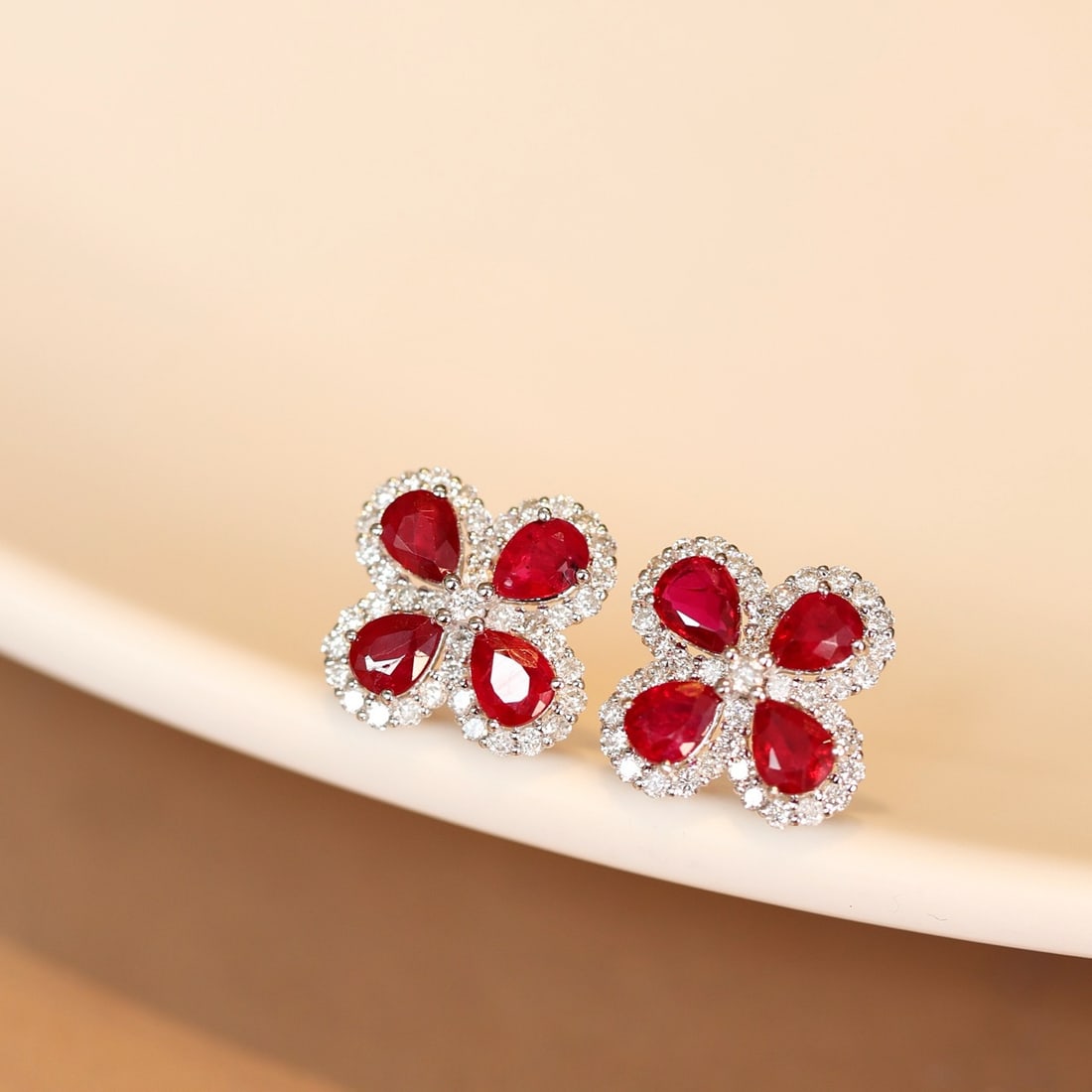 14k Gold 1.89 Ctw Natural Ruby & Diamond Earrings - 2
