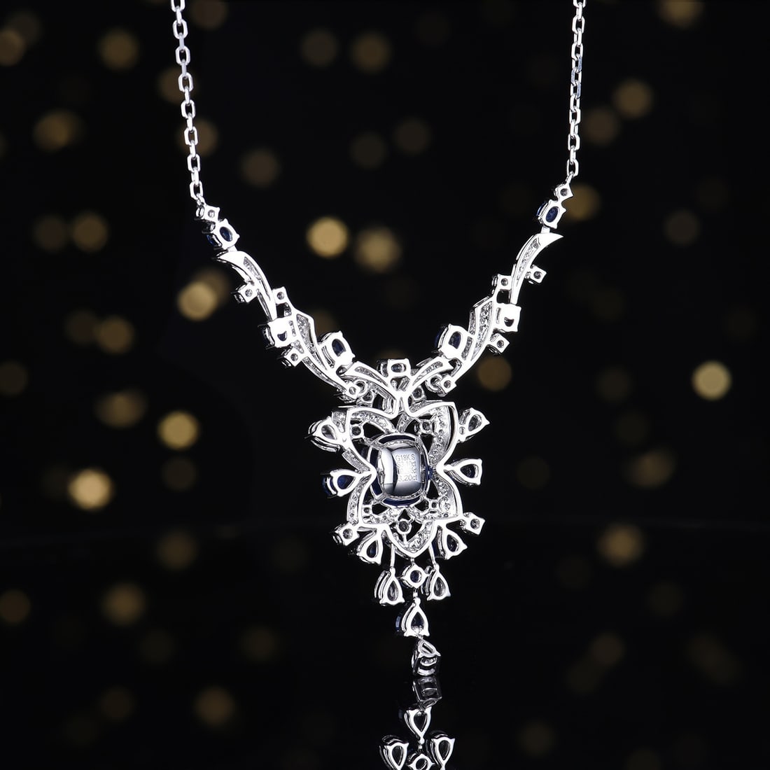 14k Gold 3.38 Ctw Natural Sapphire & Diamond Necklace - 4