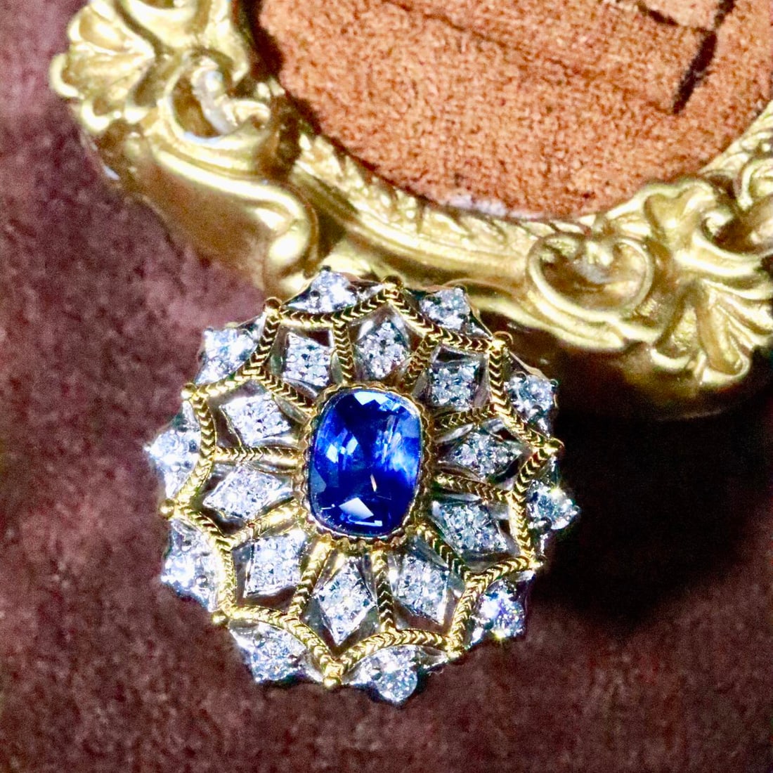 14k Gold 1.24 Ctw Natural Sapphire & Diamond Ring - 4