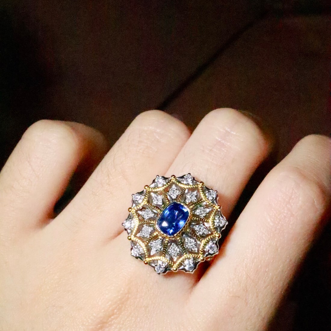 14k Gold 1.24 Ctw Natural Sapphire & Diamond Ring - 5