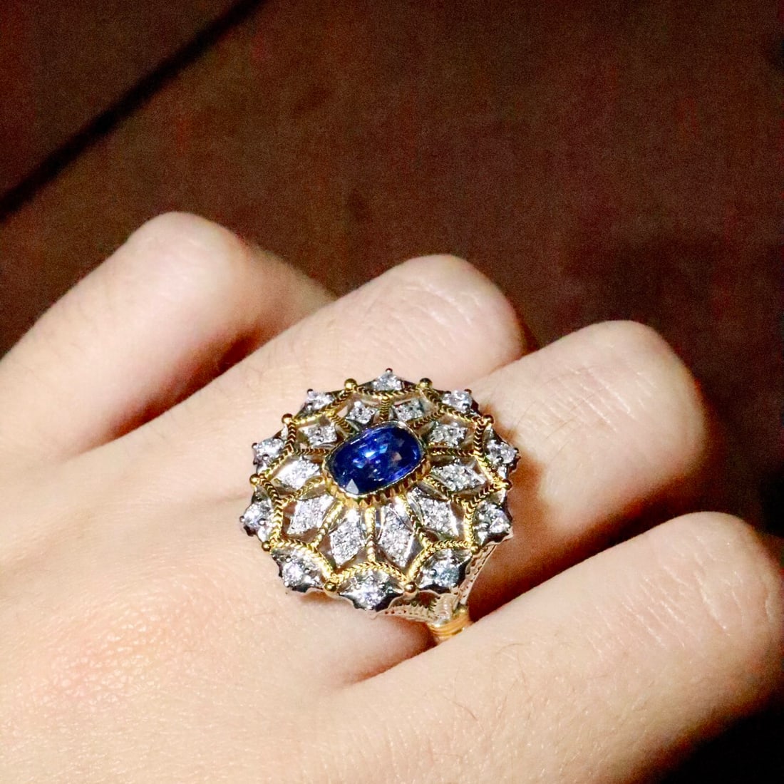 14k Gold 1.24 Ctw Natural Sapphire & Diamond Ring - 6
