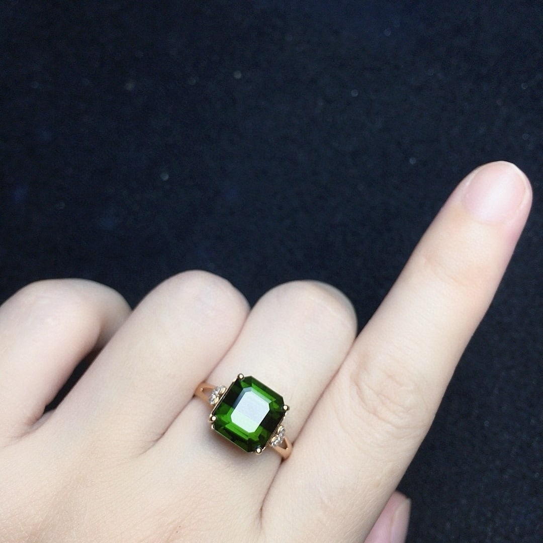 14k Gold 4.53 Ct Natural Tourmaline & Diamond Ring - 2