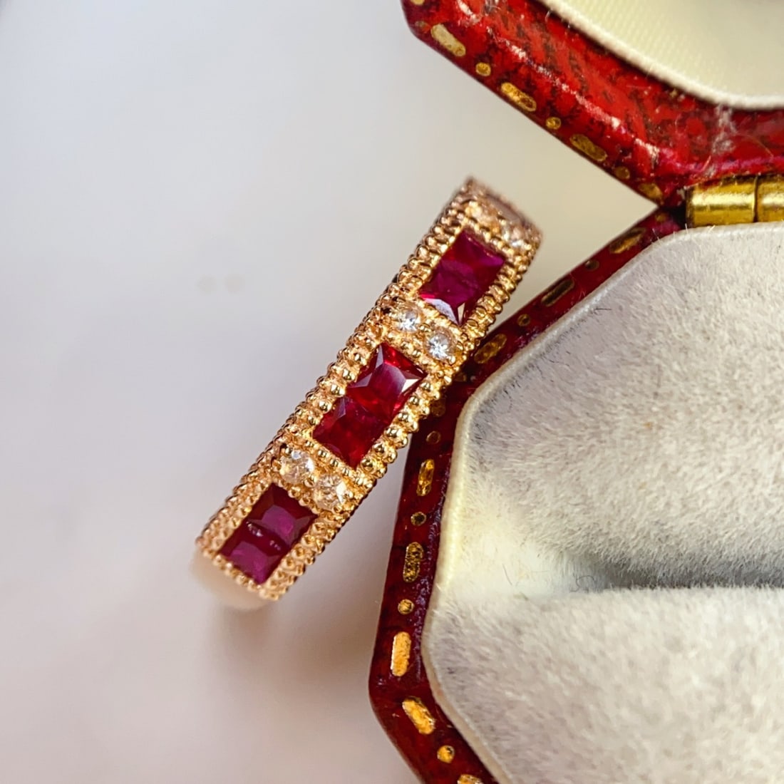 14k Gold 1.00 Ct Natural Ruby & Sapphire Ring - 4