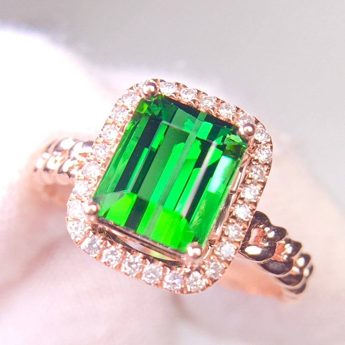 14k Gold 2.9 Ct Natural Tourmaline & Diamond Ring - 5