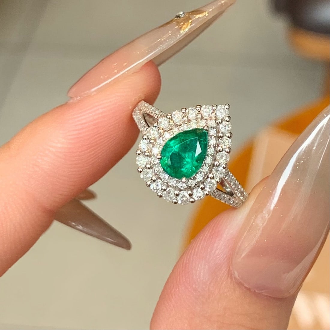 14k Gold 1.41 Ctw Natural Emerald & Diamond Ring - 7