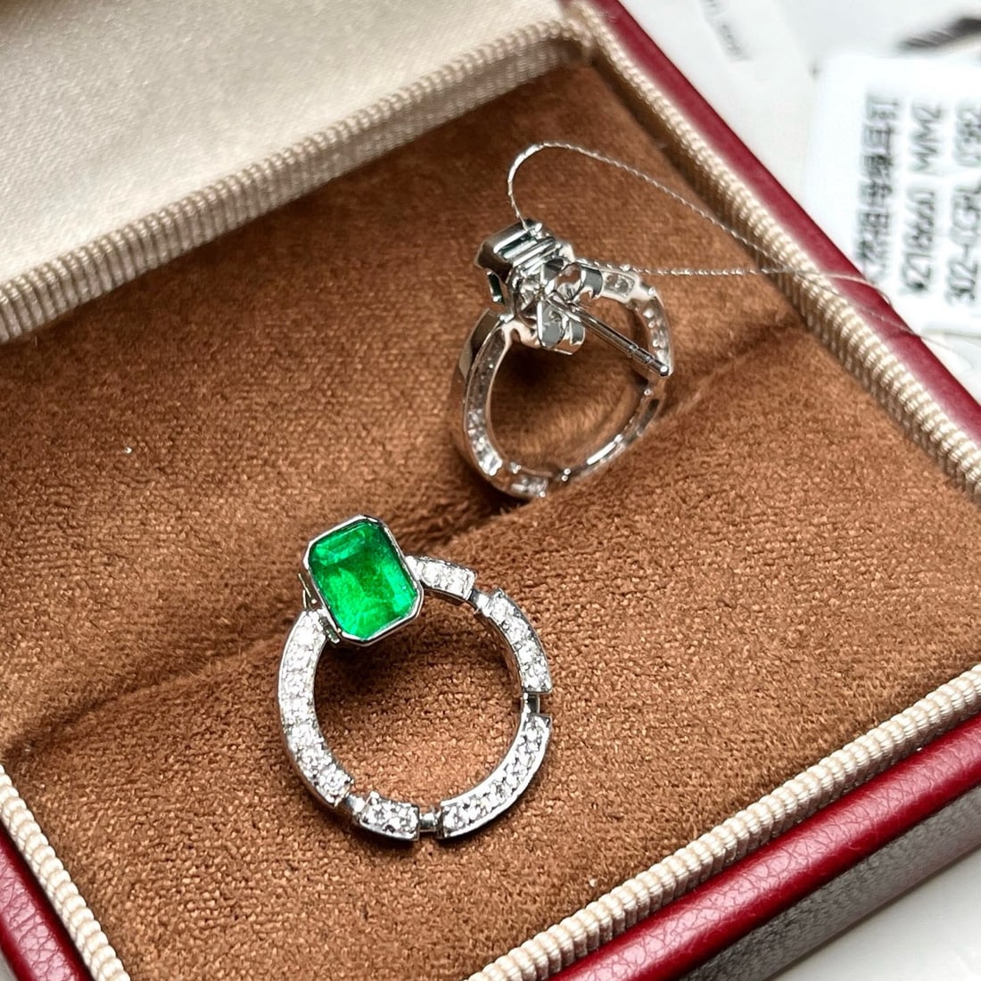 14k Gold 1.58 Ctw Natural Emerald & Diamond Earrings - 3