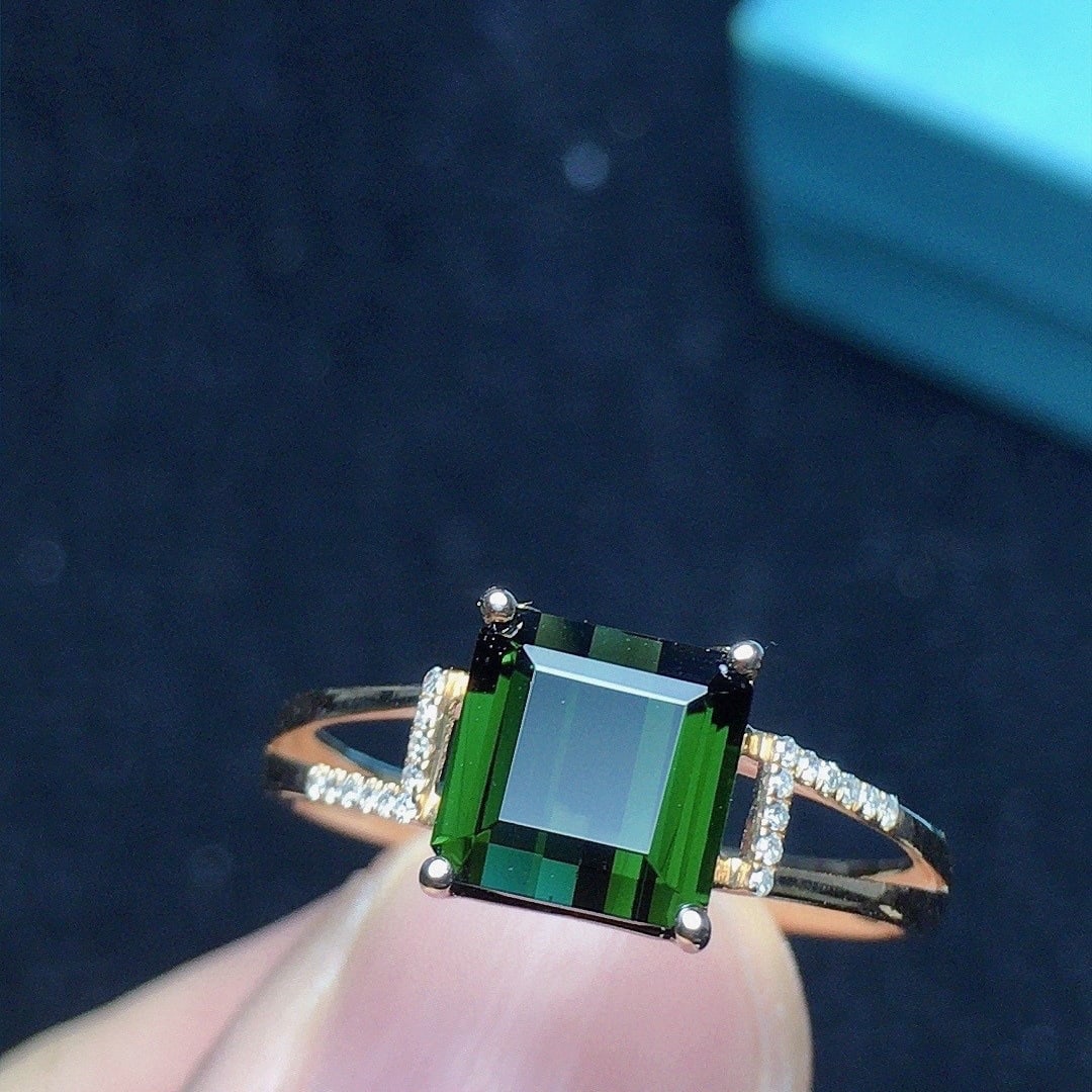 14k Gold 1.95 Ct Natural Tourmaline & Diamond Ring - 2