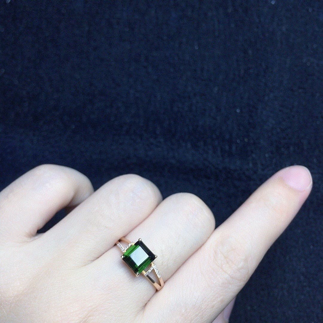 14k Gold 1.95 Ct Natural Tourmaline & Diamond Ring - 3