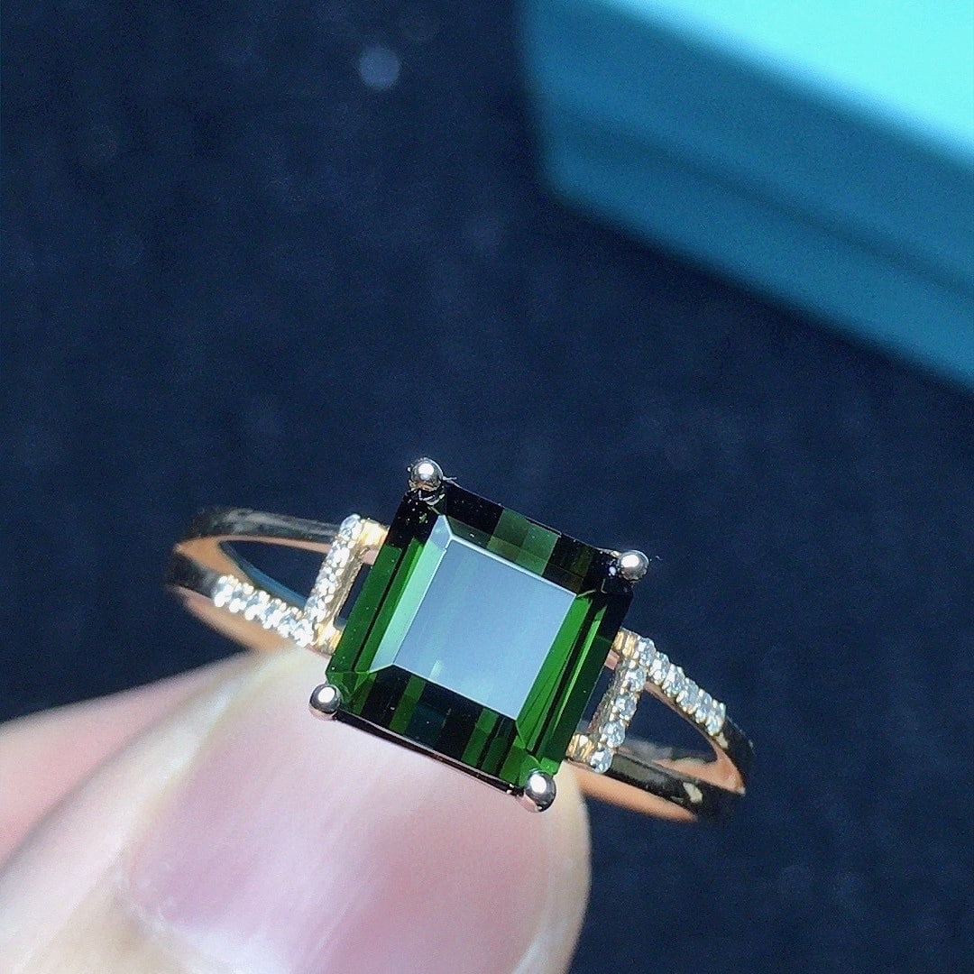 14k Gold 1.95 Ct Natural Tourmaline & Diamond Ring - 4