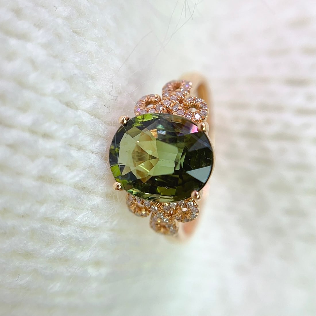 14k Gold 3.15 Ct Natural Tourmaline & Diamond Ring - 2