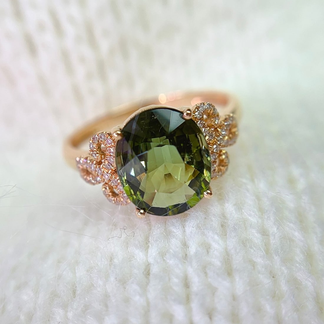 14k Gold 3.15 Ct Natural Tourmaline & Diamond Ring - 4