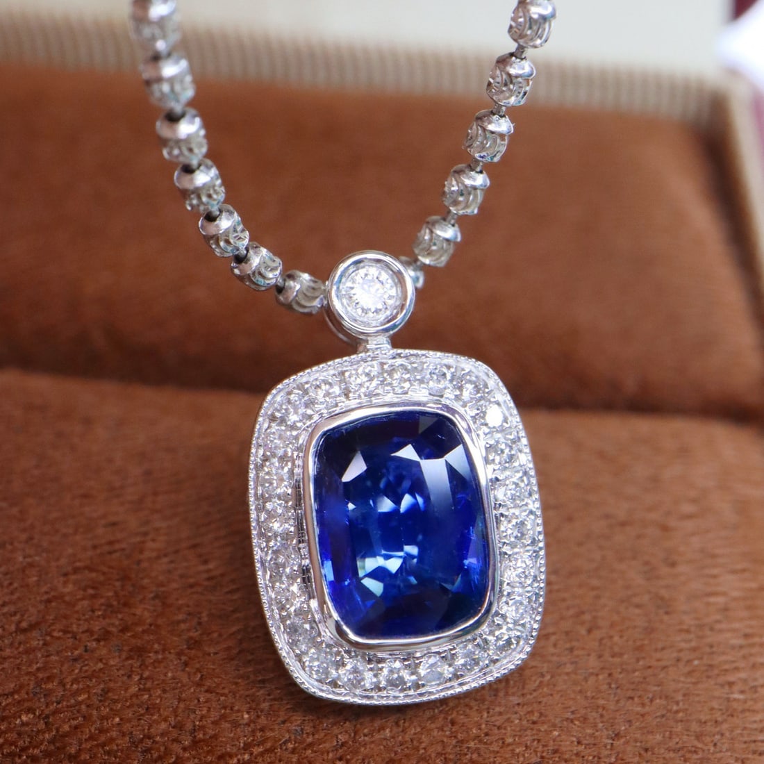14k Gold 1.74 Ctw Natural Sapphire & Diamond Pendant( Without Chain ) - 3