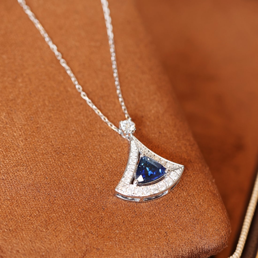 14k Gold 1.59 Ctw Natural Sapphire & Diamond Pendant( Without Chain ) - 3