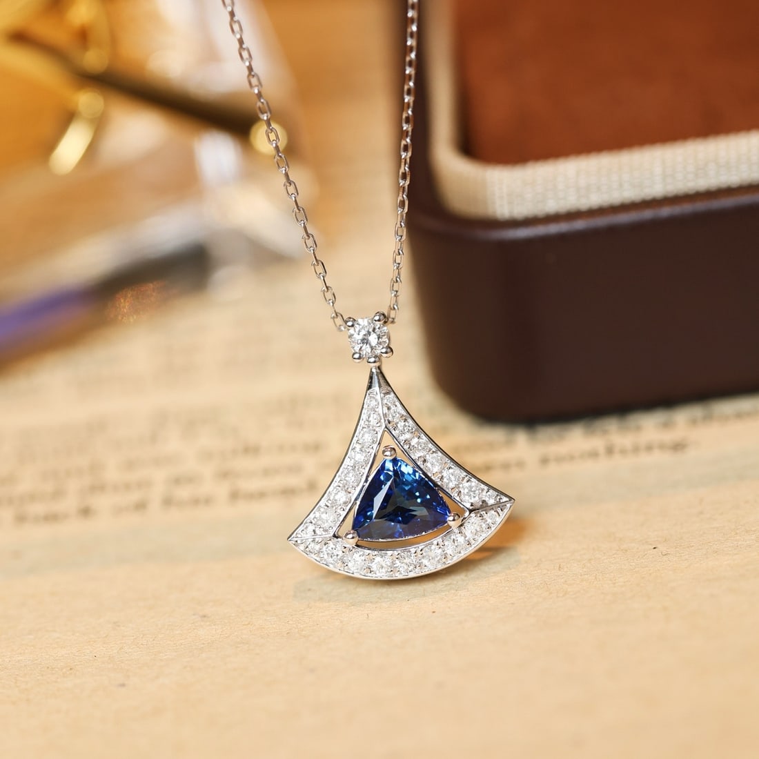 14k Gold 1.59 Ctw Natural Sapphire & Diamond Pendant( Without Chain ) - 6