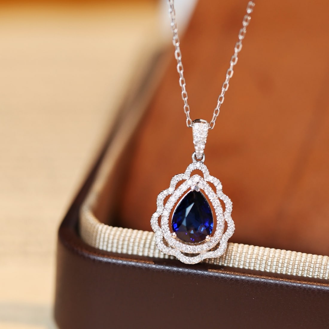 14k Gold 1.71 Ctw Natural Sapphire & Diamond Pendant( Without Chain ) - 4