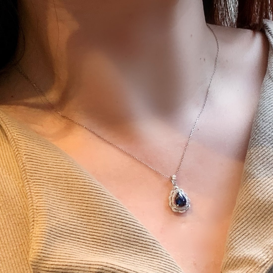 14k Gold 1.71 Ctw Natural Sapphire & Diamond Pendant( Without Chain ) - 5