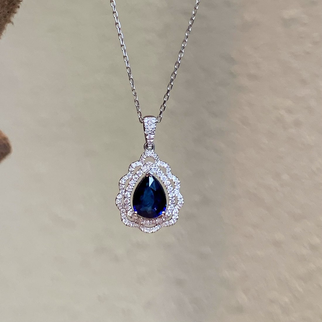 14k Gold 1.71 Ctw Natural Sapphire & Diamond Pendant( Without Chain ) - 6