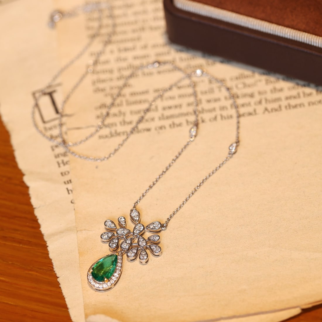 14k Gold 2.01 Ctw Natural Emerald & Diamond Necklace - 7