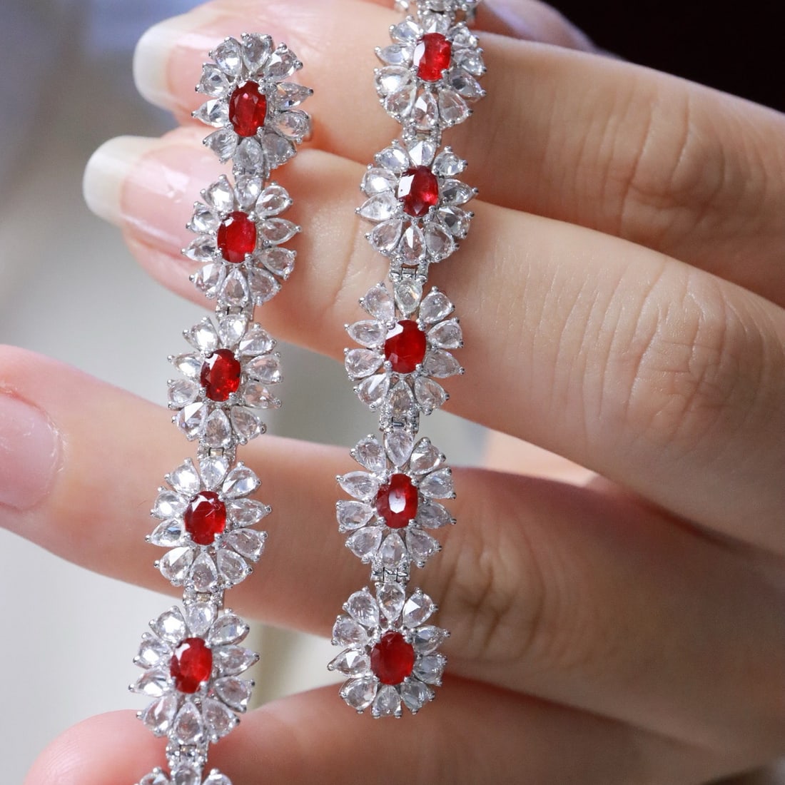 14k Gold 9.36 Ctw Natural Ruby & Sapphire Earrings: Ref:231132446 // gold content:14k gold // main gemstone:ruby // shape:oval // carat weight:2. 12ct // color:red // treatment:natural // // adjacent gemstone 2 : sapphire // shape:pear // carat