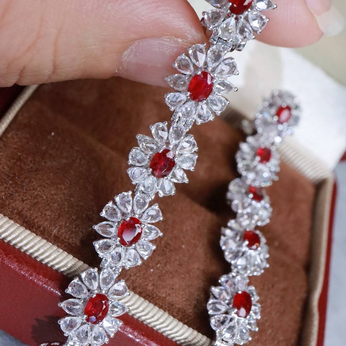 14k Gold 9.36 Ctw Natural Ruby & Sapphire Earrings - 3