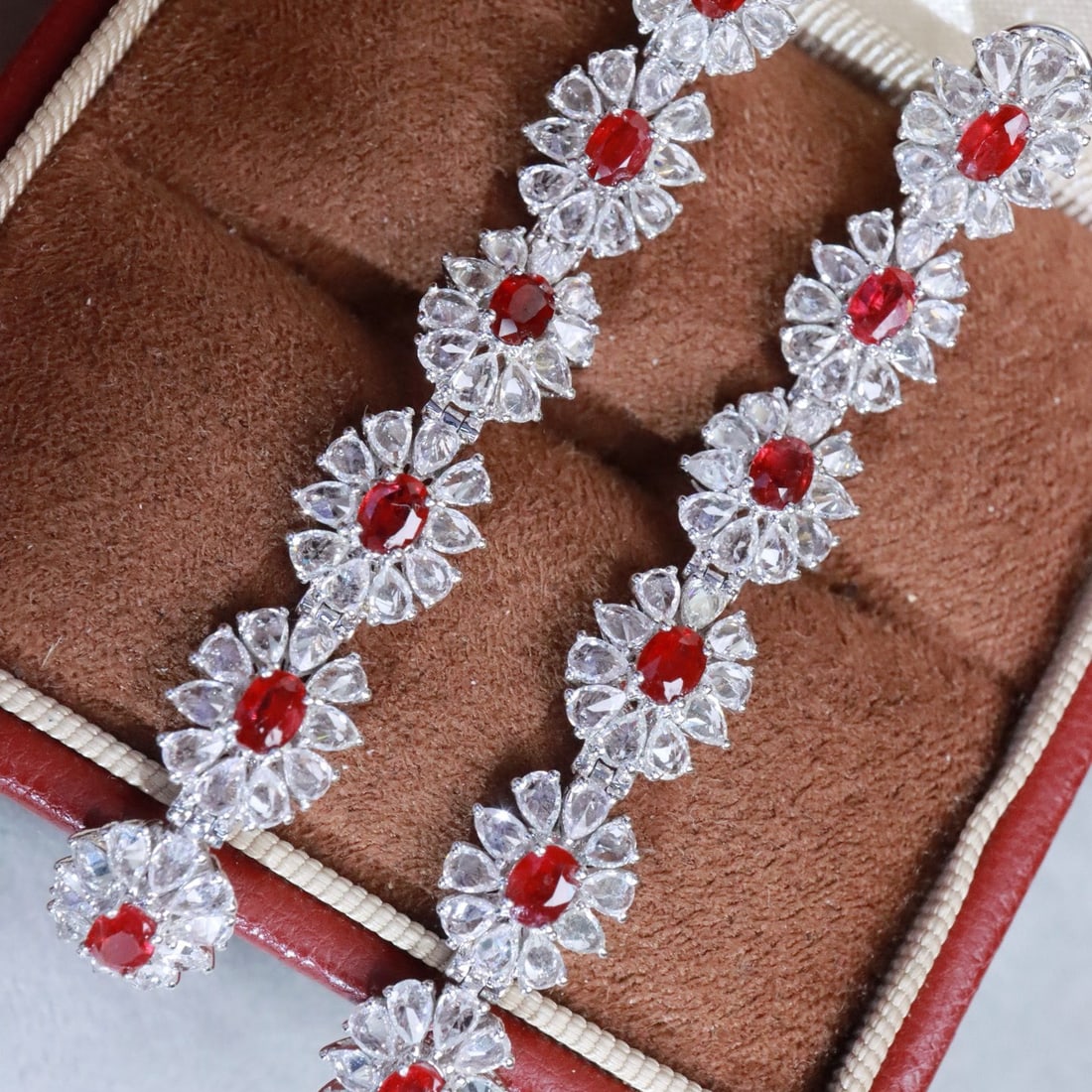 14k Gold 9.36 Ctw Natural Ruby & Sapphire Earrings - 4