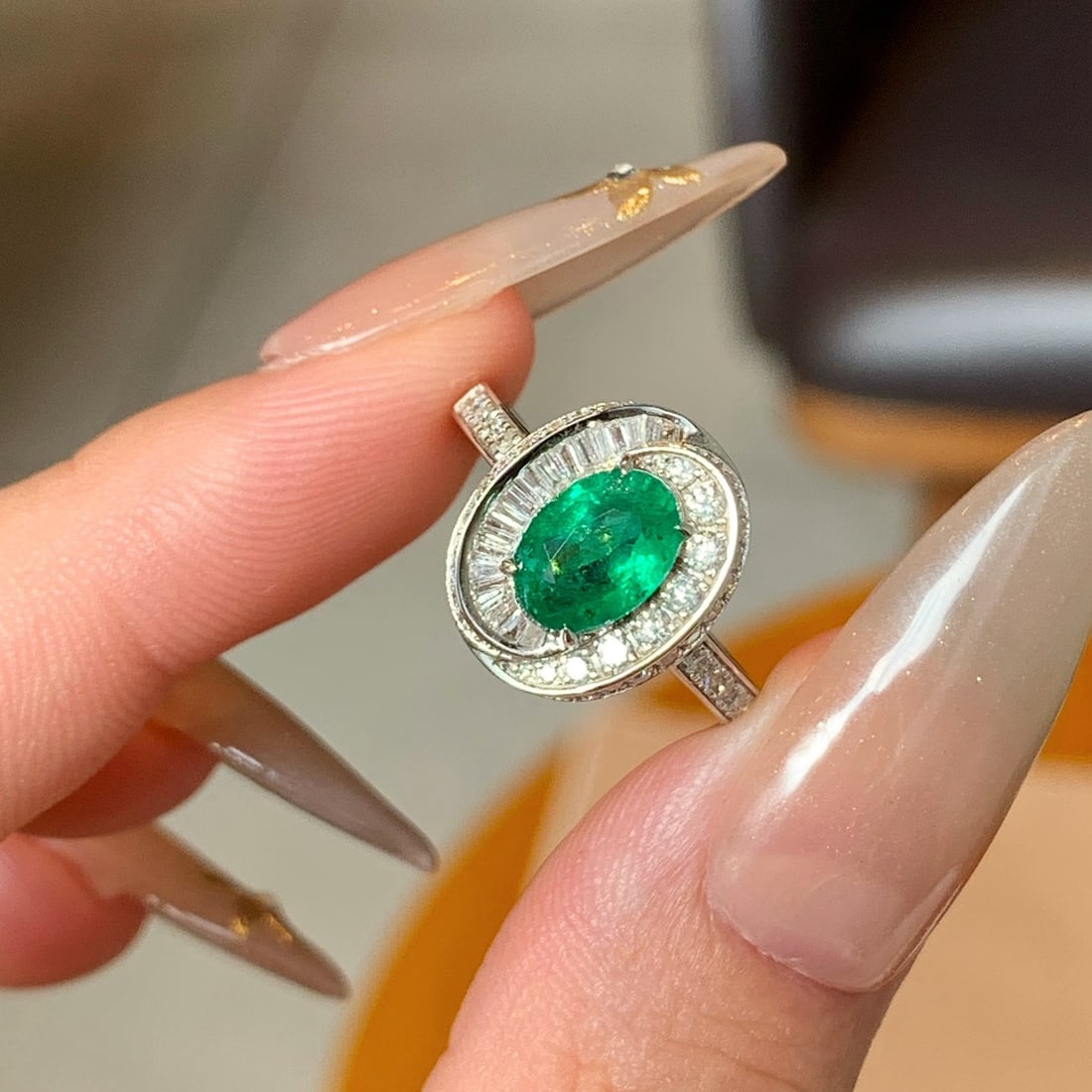 14k Gold 1.85 Ctw Natural Emerald & Diamond Ring - 7