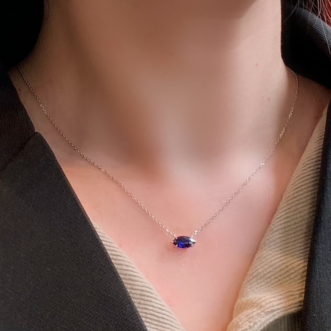 14k Gold 1.06 Ct Natural Sapphire Necklace - 2