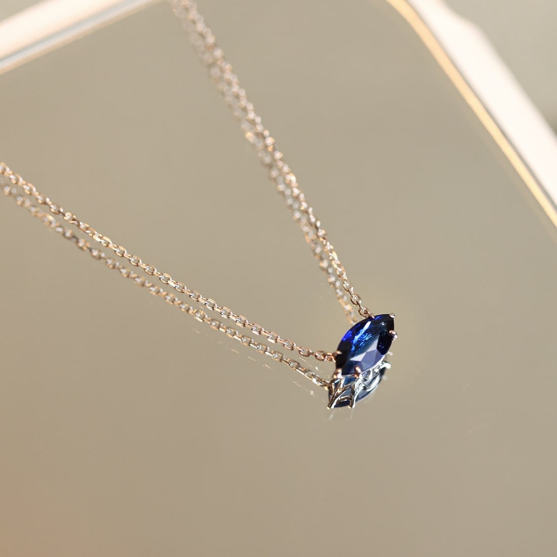 14k Gold 1.06 Ct Natural Sapphire Necklace - 5