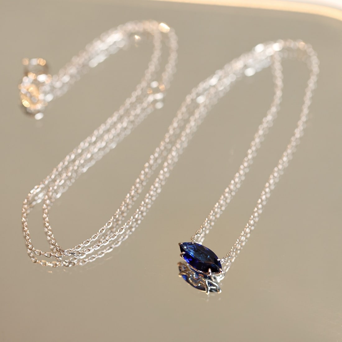 14k Gold 1.06 Ct Natural Sapphire Necklace - 6