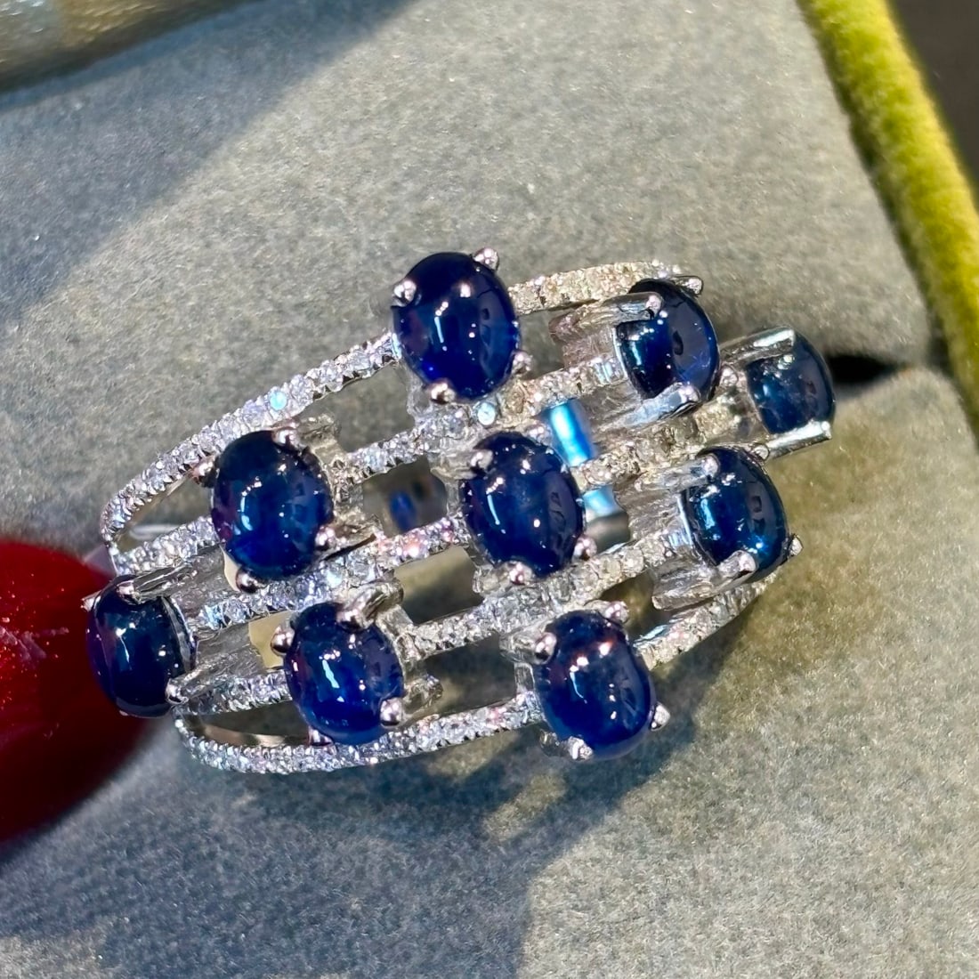 14k Gold 3.51 Ct Natural Sapphire & Diamond Ring - 2