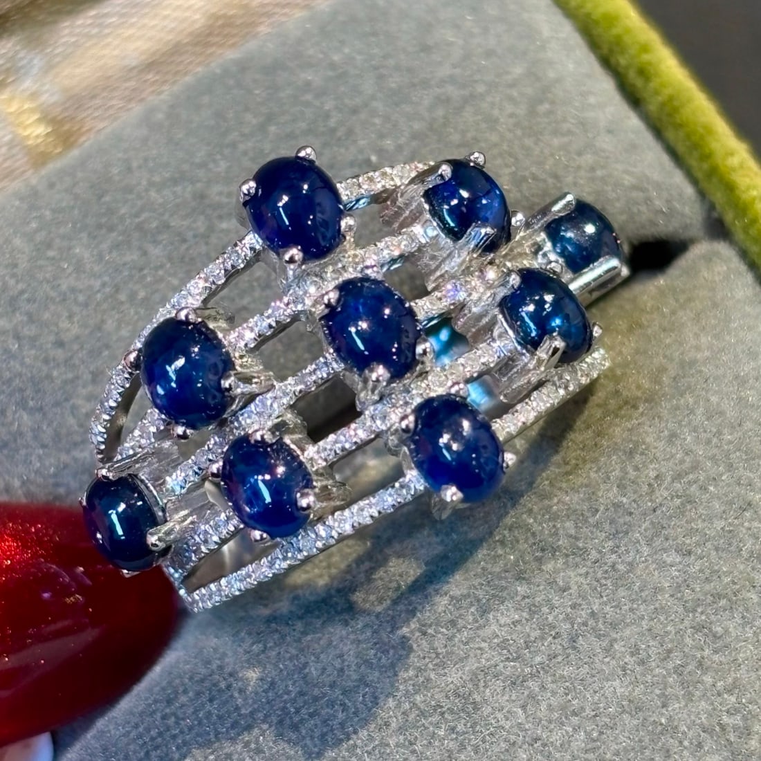 14k Gold 3.51 Ct Natural Sapphire & Diamond Ring - 4