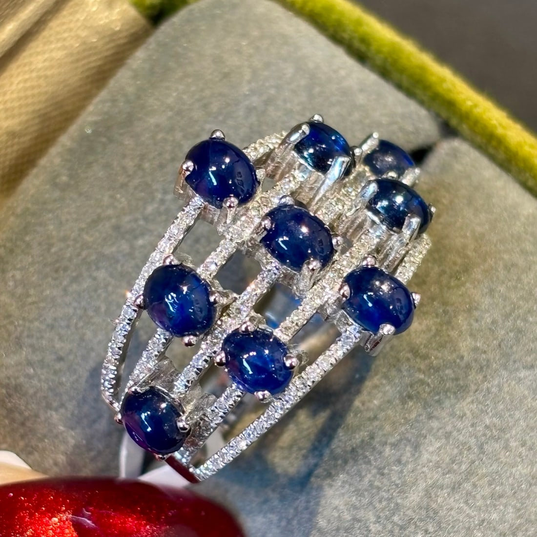 14k Gold 3.51 Ct Natural Sapphire & Diamond Ring - 5