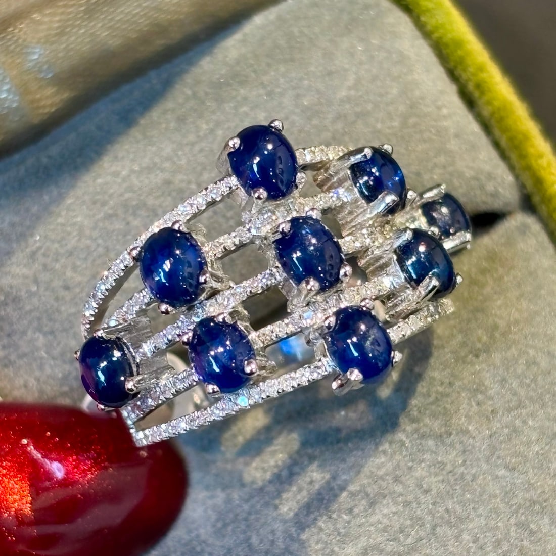 14k Gold 3.51 Ct Natural Sapphire & Diamond Ring - 6