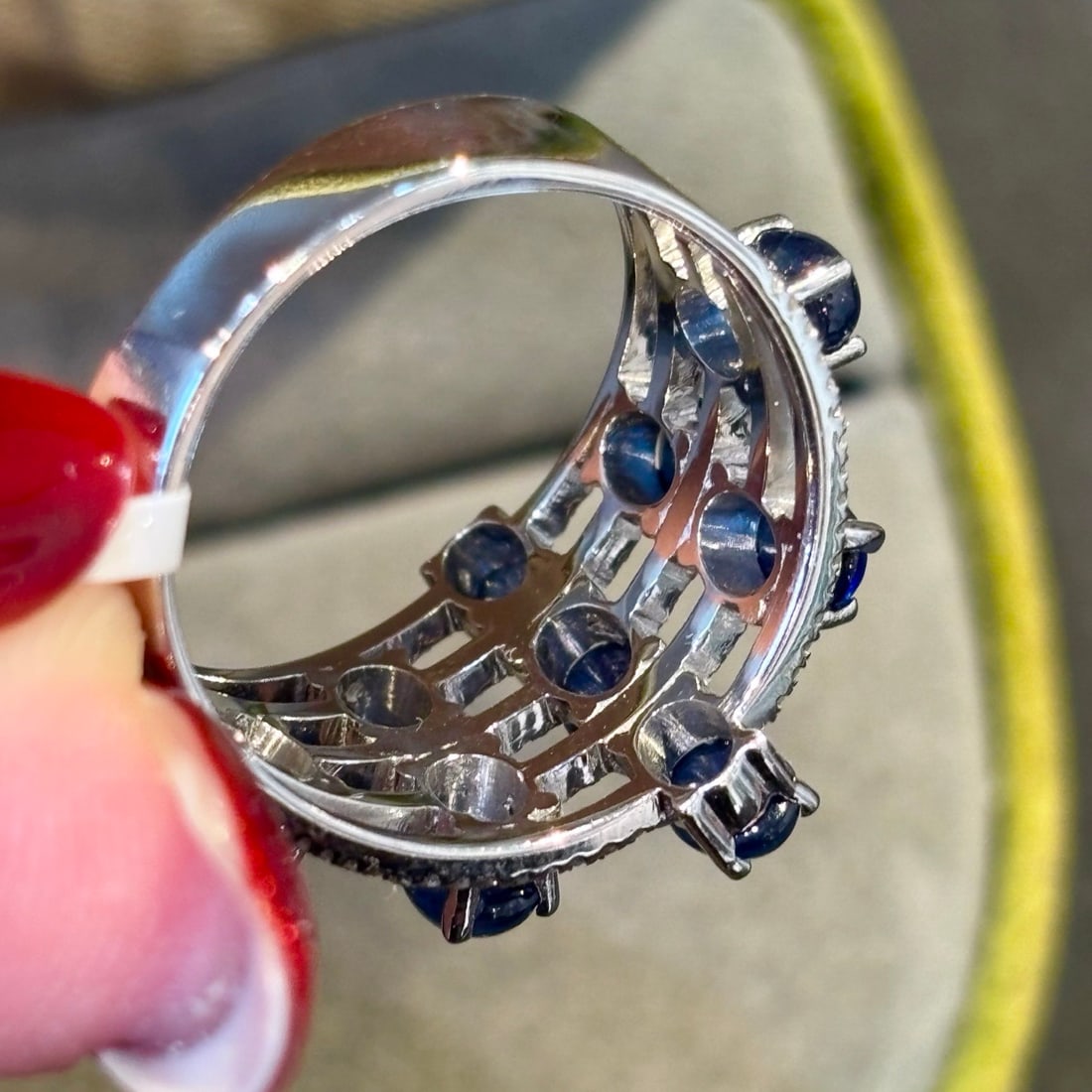 14k Gold 3.51 Ct Natural Sapphire & Diamond Ring - 7