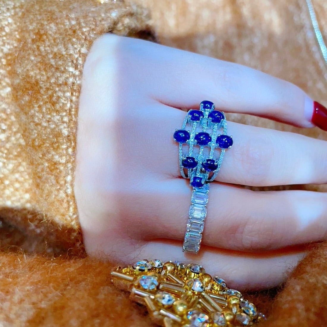 14k Gold 3.51 Ct Natural Sapphire & Diamond Ring - 8