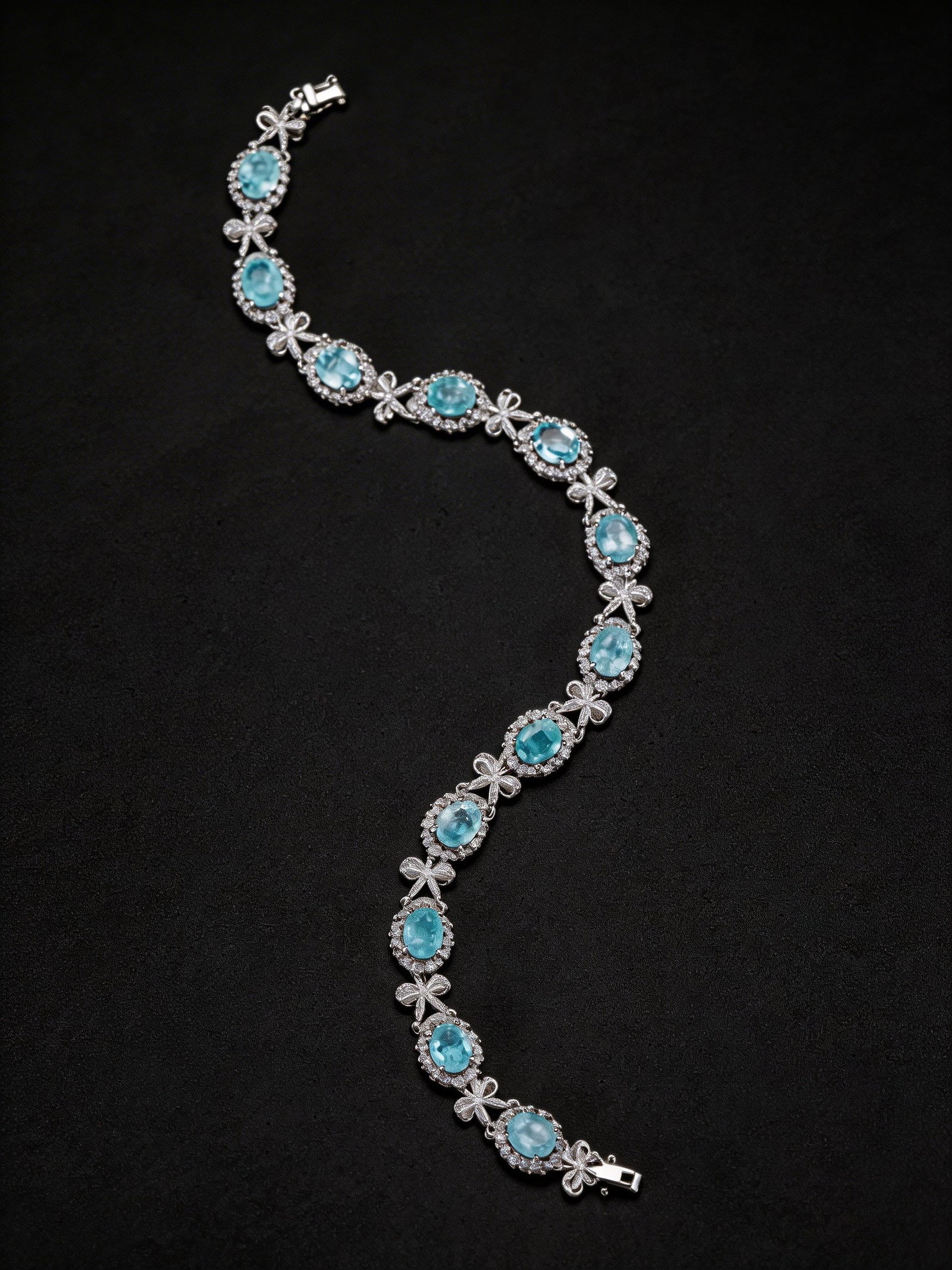 14k Gold 6.2 Ct Natural Paraiba Tourmaline & Diamond Bracelet - 3