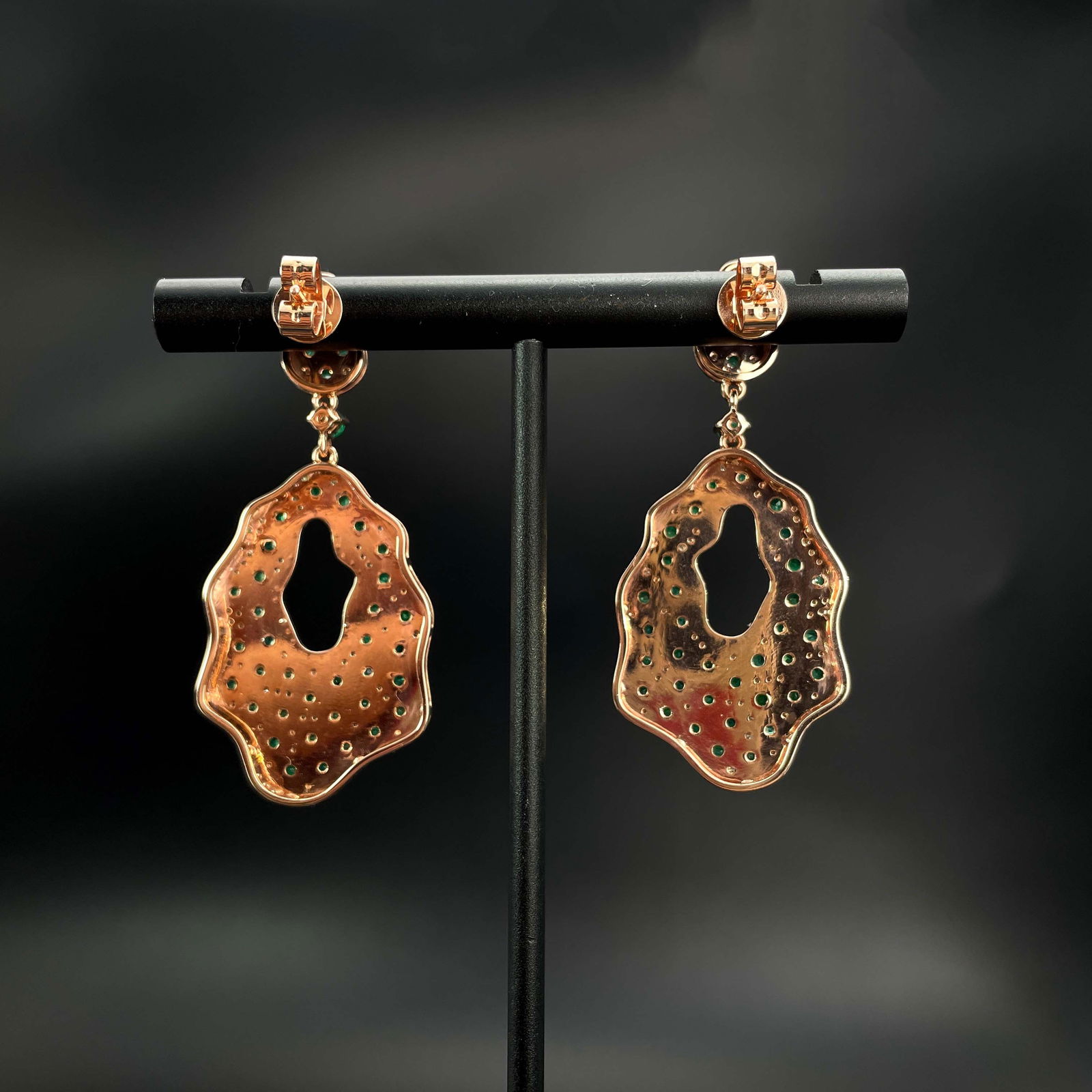 14k Gold 5.97 Ctw Vivid Green Natural Emerald & Diamond Earrings - 3