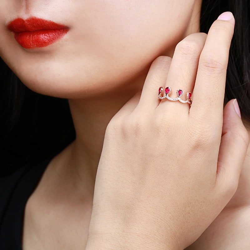 14k Gold 1.00 Ctw Natural Ruby & Diamond Ring - 4