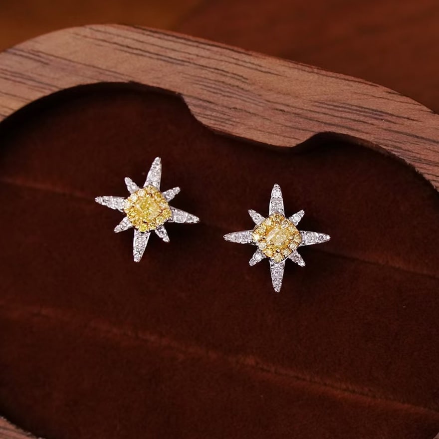 14k Gold 0.48 Ct Natural Color Diamond Earrings: Ref:230999076 // gold content:14k gold // main gemstone:diamond // shape:multiply // carat weight:0. 48ct // clarity grade:vs-si // color:color // treatment:natural // Condition: NewLow Estimate: