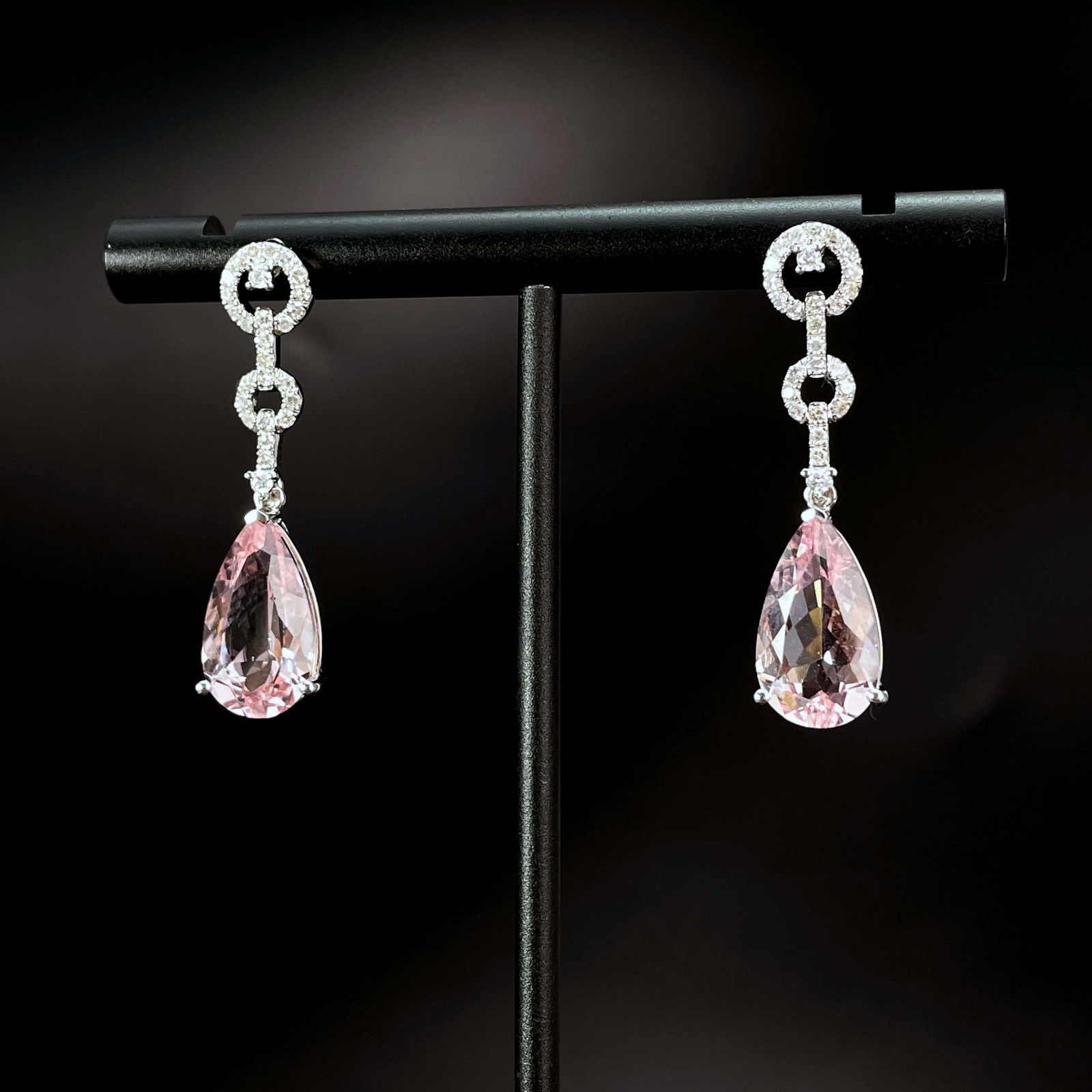 14k Gold 5.17 Ctw Natural Morganite & Diamond Earrings - 2