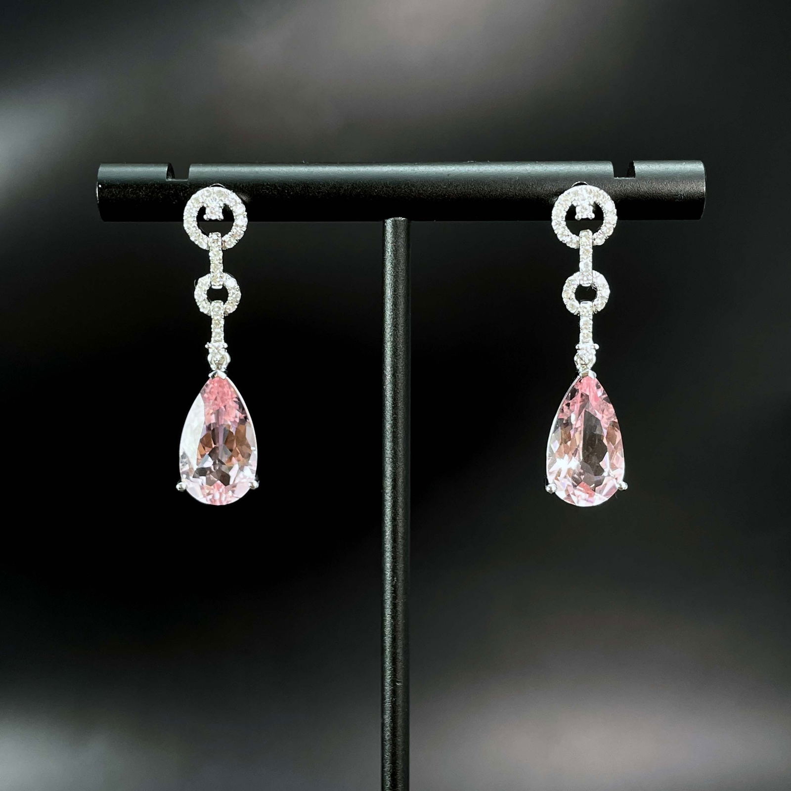 14k Gold 5.17 Ctw Natural Morganite & Diamond Earrings - 5