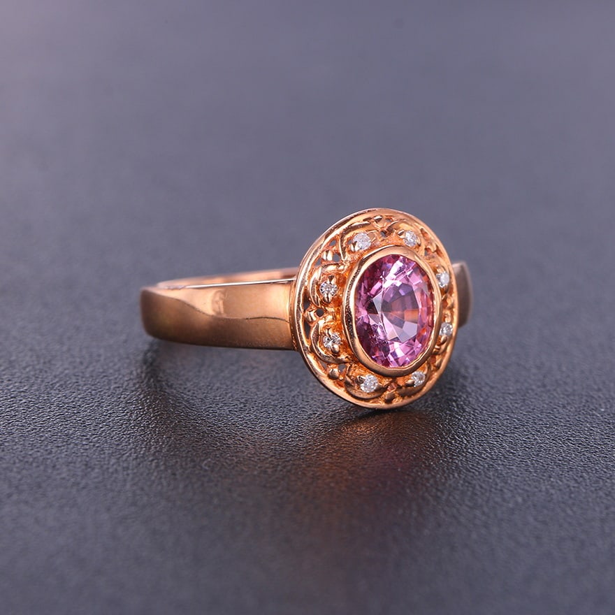 14k Gold 1.24 Ctw Natural Spinel & Diamond Ring - 4