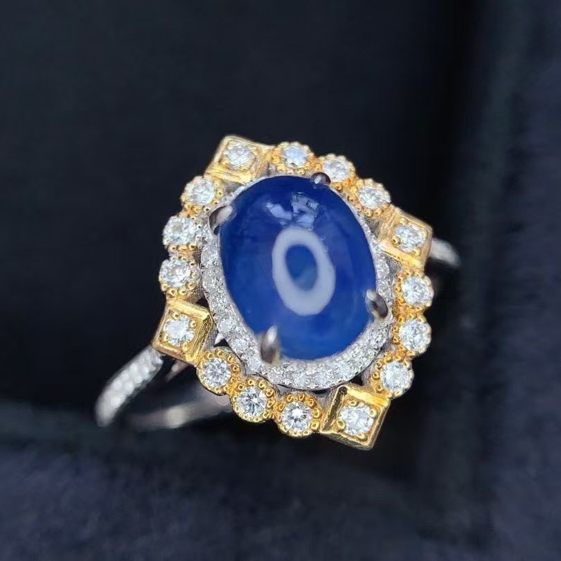 14k Gold 2.75 Ct Natural Star Sapphire & Diamond Ring - 2