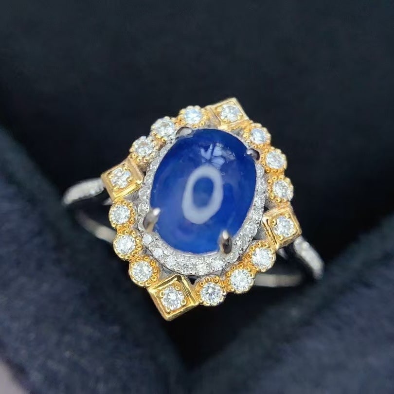 14k Gold 2.75 Ct Natural Star Sapphire & Diamond Ring - 3