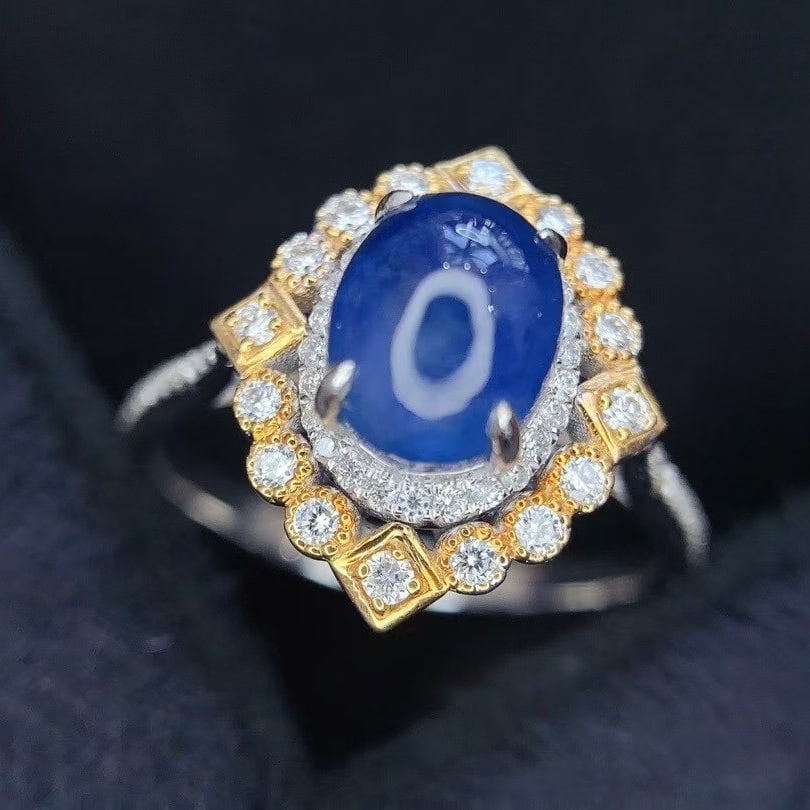 14k Gold 2.75 Ct Natural Star Sapphire & Diamond Ring - 5