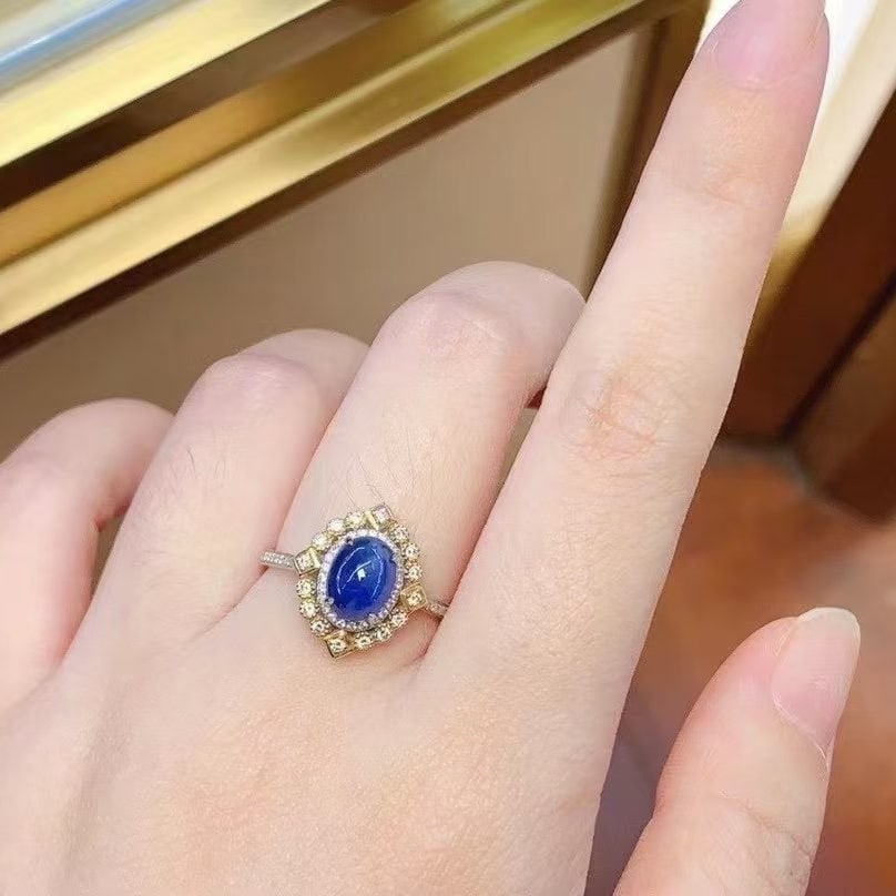 14k Gold 2.75 Ct Natural Star Sapphire & Diamond Ring - 6