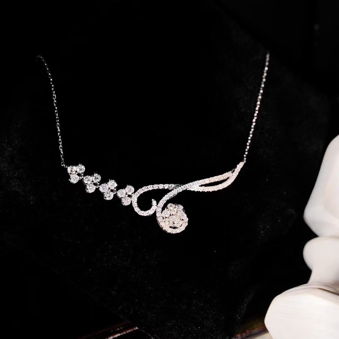 14k Gold 1.2 Ct Natural H Diamond Necklace: Ref:230999180 // gold content:14k gold // main gemstone:diamond // shape:round // carat weight:1. 2ct // clarity grade:vs-si // color:h // treatment:natural // cut grade:g // Condition: NewLow