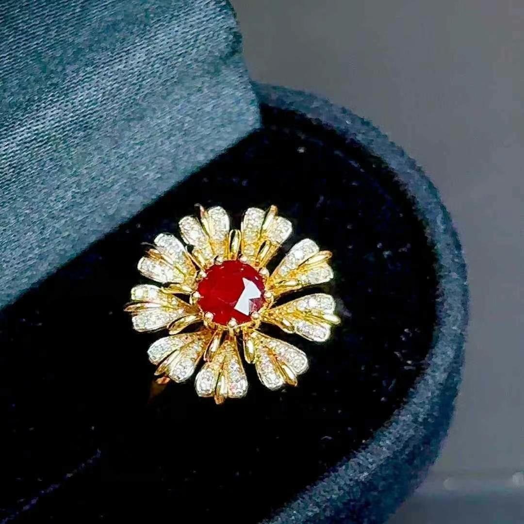 14k Gold 0.85 Ct Natural Ruby & Diamond Ring - 2