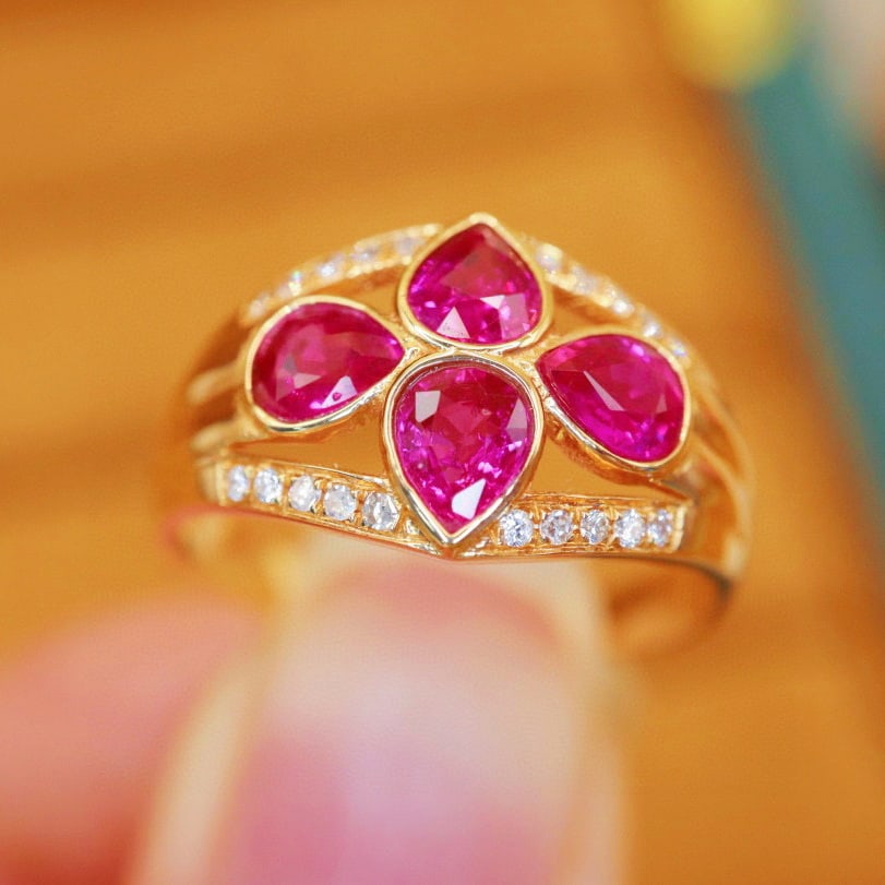 14k Gold 1.40 Ctw Natural Ruby & Diamond Ring - 3