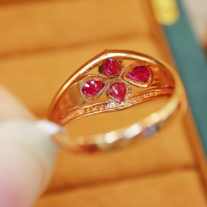 14k Gold 1.40 Ctw Natural Ruby & Diamond Ring - 5